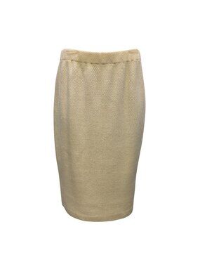 NWT St. John Collection Cream Wool Blend Pencil Skirt Size 4